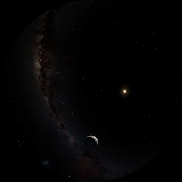 Fulldome artist’s view of bright spots on Ceres imaged by the Dawn spacecraft